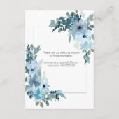 Moderne pasteelblauwe Waterverf Rozen huwelijk Informatiekaartje (Achterkant)