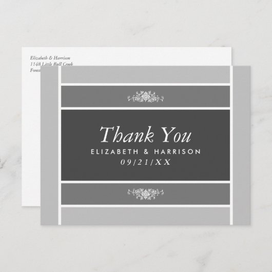 Moderne pasteelblok - Ziektegrijs - Hartelijk dank Briefkaart (Voorkant / Achterkant)