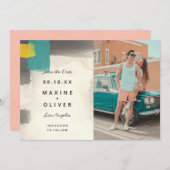 Moderne pasteelbruiloft save the date (Voorkant / Achterkant)