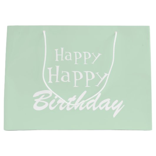 Moderne pasteelgroene Happy Birthday Grote Gift Ba Groot Cadeauzakje (Voorkant)