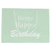 Moderne pasteelgroene Happy Birthday Grote Gift Ba Groot Cadeauzakje (Achterkant)