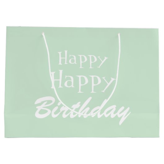 Moderne pasteelgroene Happy Birthday Grote Gift Ba Groot Cadeauzakje (Achterkant)