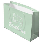 Moderne pasteelgroene Happy Birthday Grote Gift Ba Groot Cadeauzakje (Achterkant Gekanteld)