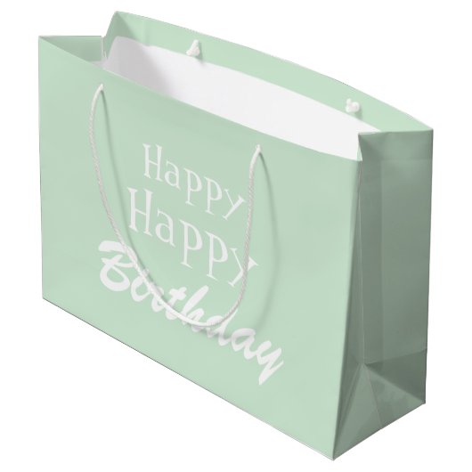Moderne pasteelgroene Happy Birthday Grote Gift Ba Groot Cadeauzakje (Achterkant Gekanteld)