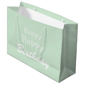 Moderne pasteelgroene Happy Birthday Grote Gift Ba Groot Cadeauzakje (Voorkant Gekanteld)
