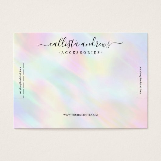 Moderne pasteelholografische regenboogbundelweerga visitekaartje (Voorkant)