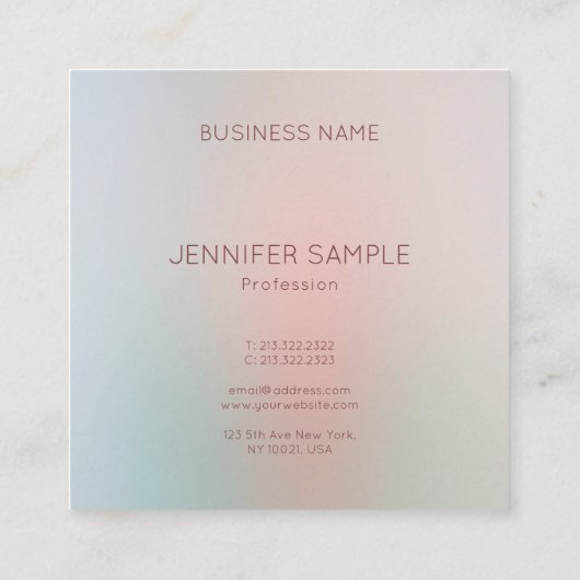 Moderne pasteelkleuren Eenvoudige Sjabloon voor on Vierkante Visitekaartje (Achterkant)