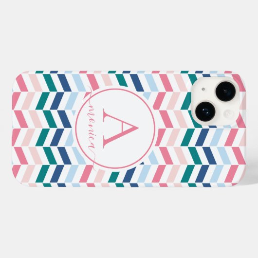 Moderne pasteelkleuren Geometrische Chevron Monogr Case-Mate iPhone Case (Achterkant (horizontaal))