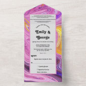 Moderne pasteelkleurige galaxy Abstracte bruiloft All In One Uitnodiging (Binnen)