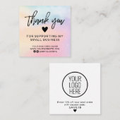 Moderne pasteelregenboog bedankt vierkante visitekaartje (Voorkant / Achterkant)