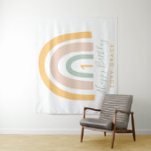 Moderne pasteelregenboogdag wandkleed (In situ)