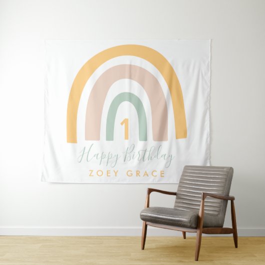 Moderne pasteelregenboogdag wandkleed (In Situ (horizontaal))