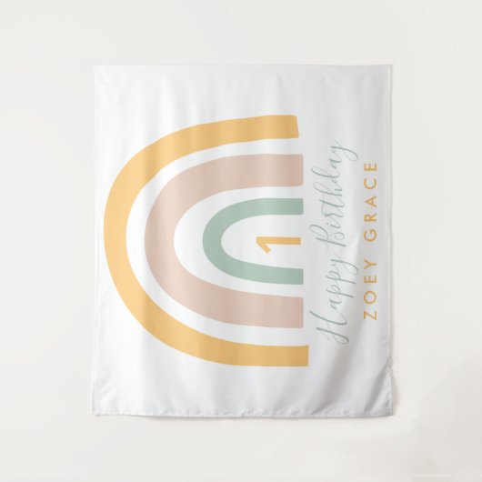 Moderne pasteelregenboogdag wandkleed (Voorkant)