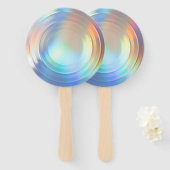 Moderne pasteelregenboogzeemeermin Unicorn Hologra Handwaaier (Voorkant en achterkant)