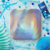 Moderne pasteelregenboogzeemeermin Unicorn Hologra Papieren Bordje (Feest)