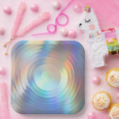 Moderne pasteelregenboogzeemeermin Unicorn Hologra Papieren Bordje (Feest)