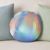 Moderne pasteelregenboogzeemeermin Unicorn Hologra Rond Kussen