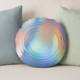 Moderne pasteelregenboogzeemeermin Unicorn Hologra Rond Kussen