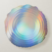 Moderne pasteelregenboogzeemeermin Unicorn Hologra Rond Kussen (Achterkant)