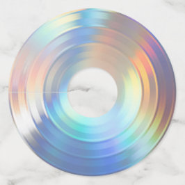 Moderne pasteelregenboogzeemeermin Unicorn Hologra Wijnglaslabel