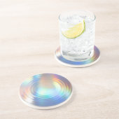 Moderne pasteelregenboogzeemeermin Unicorn Hologra Zandsteen Onderzetter (Zijkant)