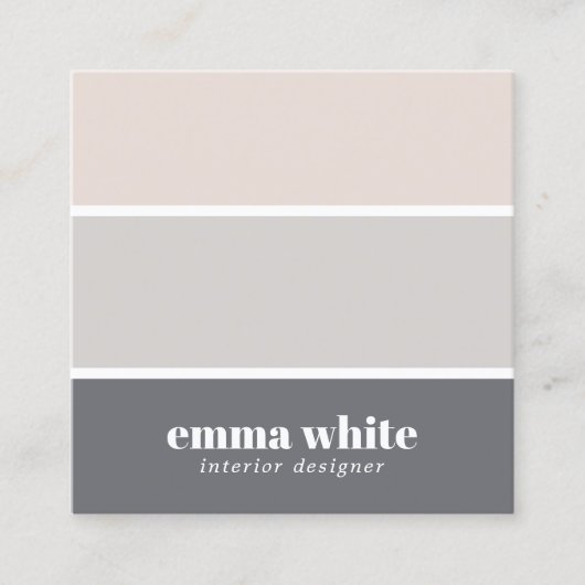 Moderne pasteelstrip interieure ontwerper vierkante visitekaartje (Voorkant)