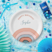 Moderne pasteelWaterverf regenboogkinderen van 1 s Papieren Bordje (Feest)