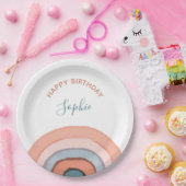 Moderne pasteelWaterverf regenboogkinderen van 1 s Papieren Bordje (Feest)