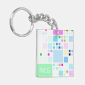 Moderne pastei Geometrische kunstmonogram Sleutelhanger (Voorkant Links)