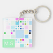 Moderne pastei Geometrische kunstmonogram Sleutelhanger (Achterkant)