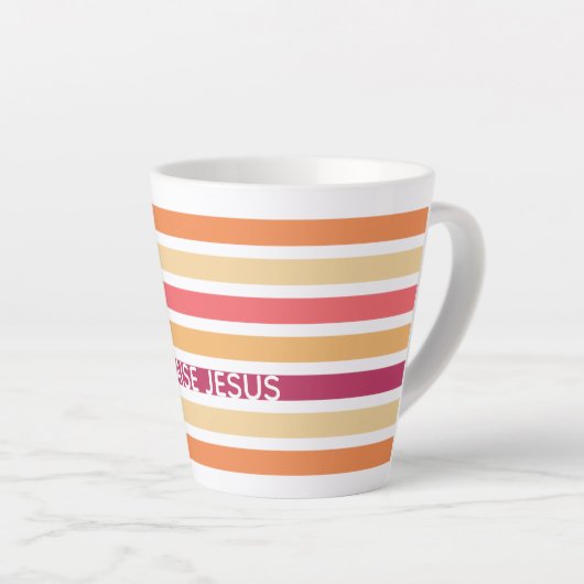Moderne pastei striped Christelijk PRAISE JESUS Latte Mok (Rechterhoek)