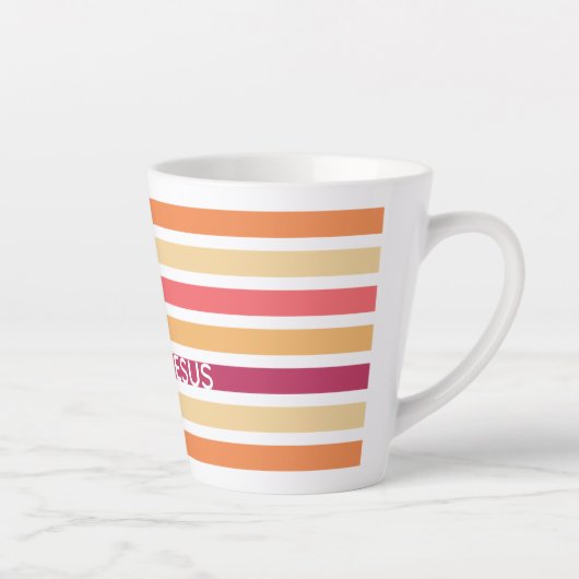 Moderne pastei striped Christelijk PRAISE JESUS Latte Mok (Rechts)