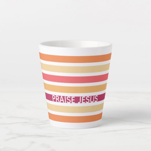 Moderne pastei striped Christelijk PRAISE JESUS Latte Mok (Voorkant)