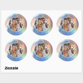 Moderne Pastel Aangepaste Holografische Trouw Dank Ronde Sticker (Vel)