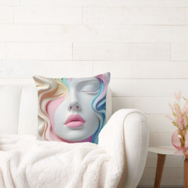 Moderne Pastel Abstracte 3D Gezichtskunst Worp Kus Kussen