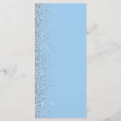 Moderne Pastel Baby Blauw Zilver Glitter Bruiloft Menu (Achterkant)