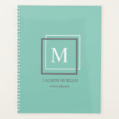 Moderne Pastel Blauw Monogram Gepersonaliseerde Pl Planner (Voorkant)