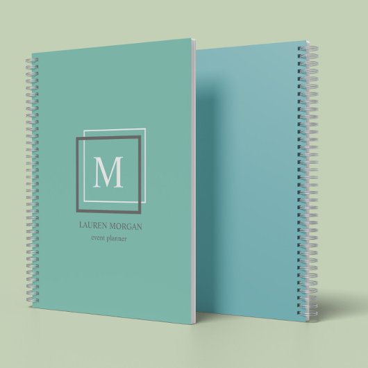 Moderne Pastel Blauw Monogram Gepersonaliseerde Pl Planner