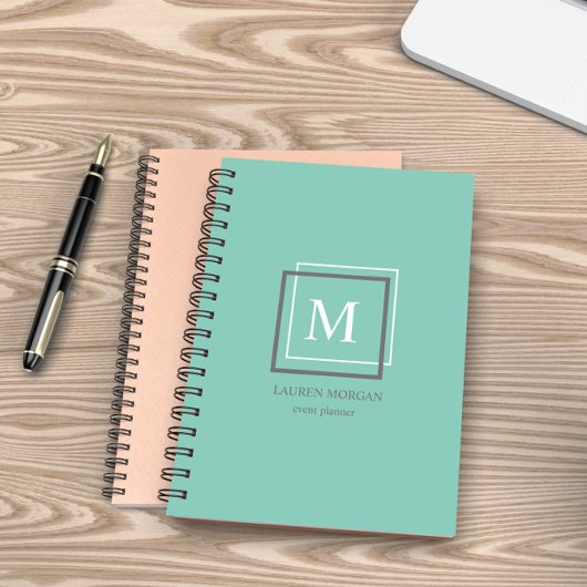 Moderne Pastel Blauw Monogram Gepersonaliseerde Pl Planner