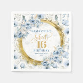 Moderne Pastel Blauw Sweet 16 Napkin Gold Sparkes Servet (Voorkant)
