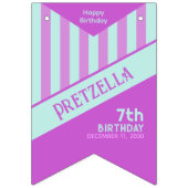 Moderne pastel Blauwgroen roze strepen Vlaggetjes (Eerste vlag)