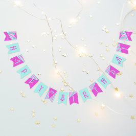 Moderne pastel Blauwgroen roze strepen Vlaggetjes