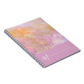 Moderne Pastel Bloem Motief Monogram Notitieboek (Rechterzijde)