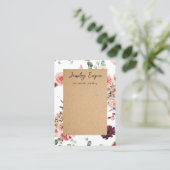 Moderne Pastel Bloemen & Kraft Visitekaartje (Staand voorkant)