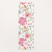 Moderne Pastel Bloemen Waterverf Monogram Aangepas Yogamat (Voorkant)