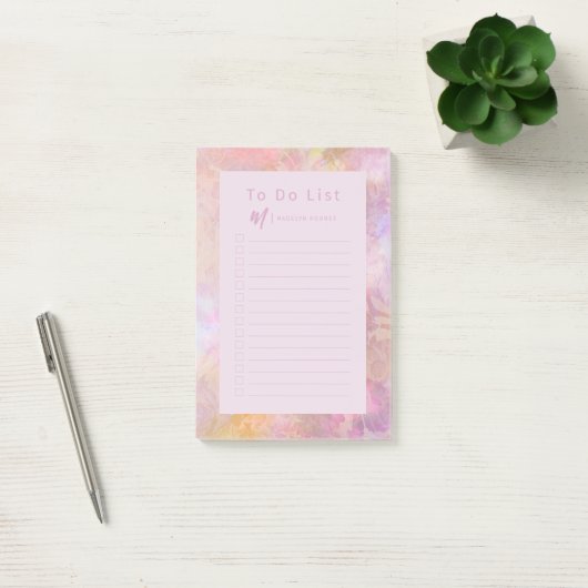 Moderne Pastel Bloemige Monogram Post-it® Notes (Kantoor)