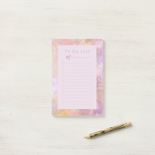 Moderne Pastel Bloemige Monogram Post-it® Notes (Op bureau)