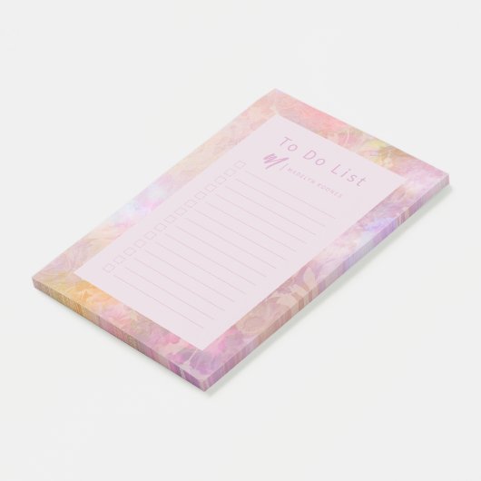 Moderne Pastel Bloemige Monogram Post-it® Notes (Schuin)