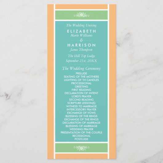 Moderne Pastel Blok - Tropische Kleuren - Trouwen Programmakaart (Voorkant)