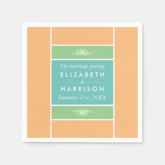 Moderne Pastel Blok - Tropische Kleuren - Trouwen Servet (Voorkant)